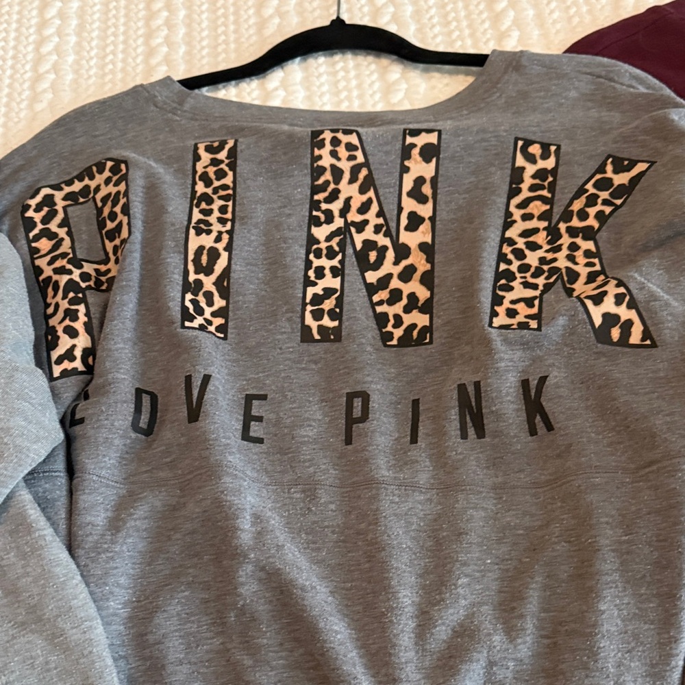 PINK Victoria's Secret Gray Sweatshirt with Black Accents - Picture 3 of 5